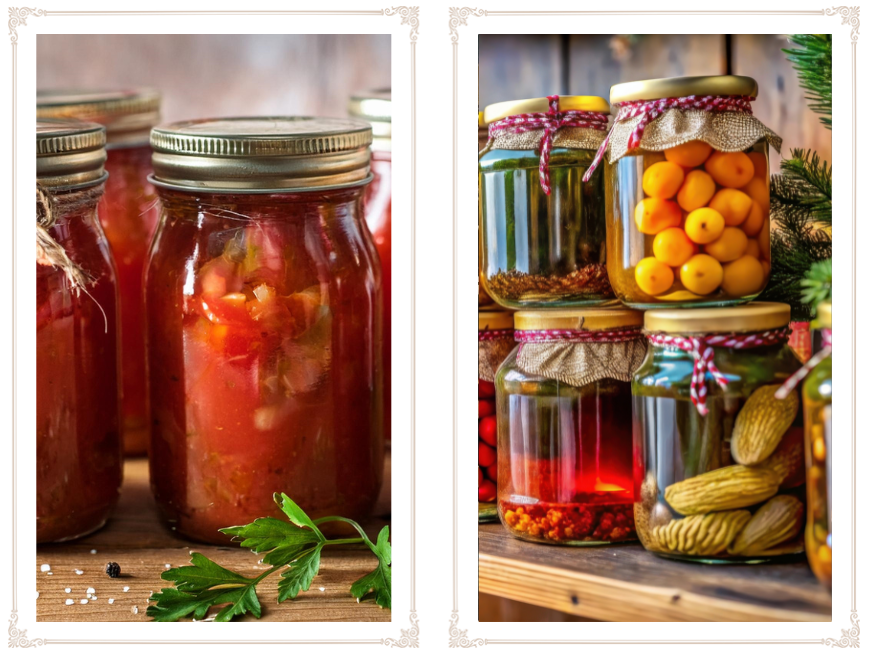 A close up of jars filled with food